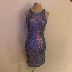 Sky blue sequin mini dress